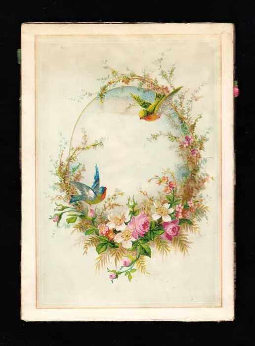 Framed Print : Birds and flowers on a greetings card Framed Print : Birds and flowers on a greetings card