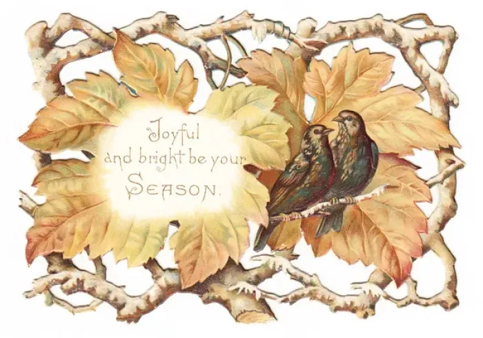 Framed Print : Birds and leaves on a cutout Christmas card Framed Print : Birds and leaves on a cutout Christmas card