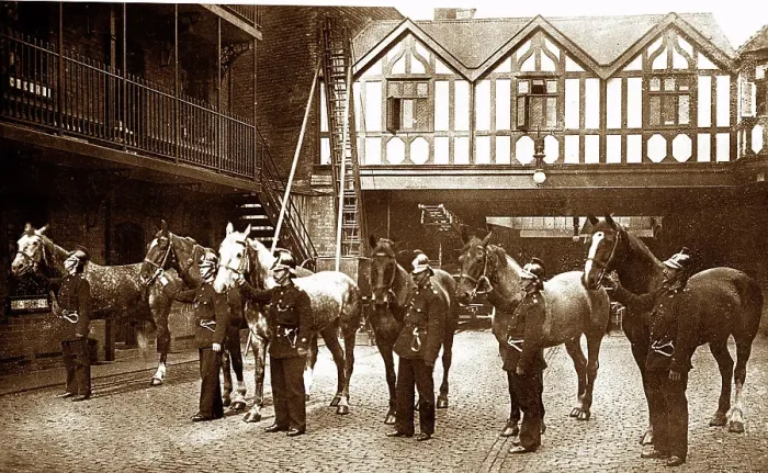 Framed Print : Birmingham Fire Brigade Horses Victorian period