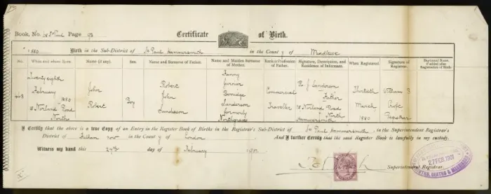 Framed Print : Birth Certificate 1901 Framed Print : Birth Certificate 1901