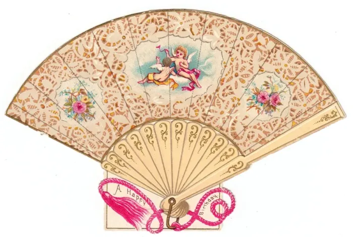 Framed Print : Birthday card in the form of a fan Framed Print : Birthday card in the form of a fan