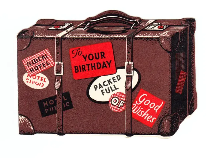 Framed Print : Birthday card in the shape of a suitcase Framed Print : Birthday card in the shape of a suitcase