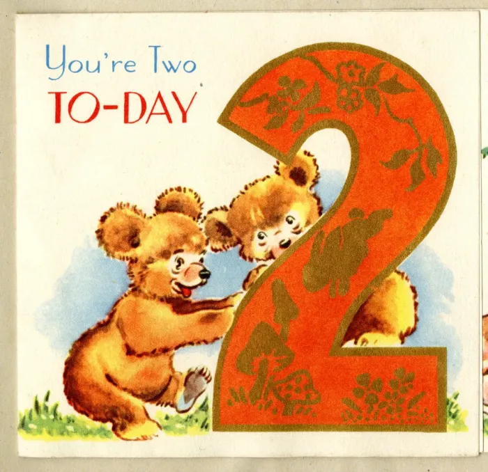 Framed Print : Birthday Card, You re Two Today, Bear Cubs Framed Print : Birthday Card, You re Two Today, Bear Cubs