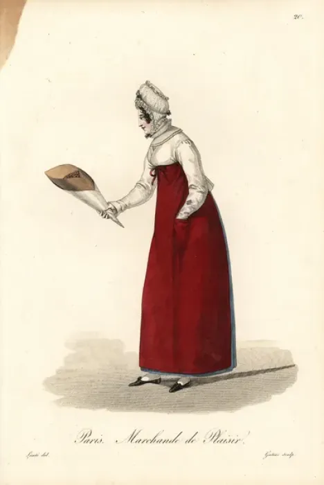 Framed Print : Biscuit or cookie seller, Paris, early 19th century Framed Print : Biscuit or cookie seller, Paris, early 19th century
