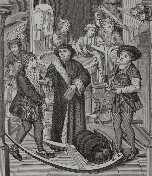Framed Print : The bishop of Tournai receiving the tithe of beer Framed Print : The bishop of Tournai receiving the tithe of beer