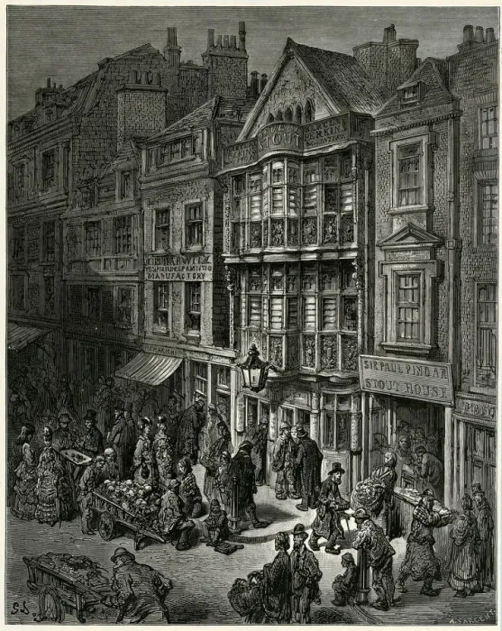 Framed Print : Bishopsgate Street 1872 Framed Print : Bishopsgate Street 1872