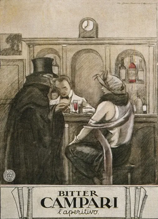 Framed Print : Bitter Campari. Advertisment, 1948. Drawing Framed Print : Bitter Campari. Advertisment, 1948. Drawing