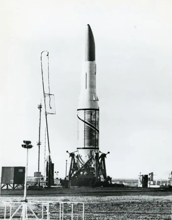 Framed Print : Black Arrow three-stage satellite launcher at Woomera