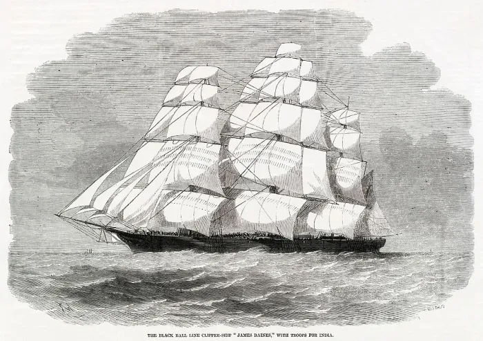 Framed Print : The Black Ball LIne Clipper Ship James Baines Framed Print : The Black Ball LIne Clipper Ship James Baines
