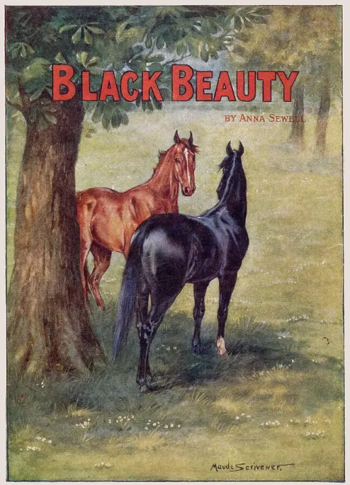 Framed Print : Black Beauty with his friend Ginger. Date: First published: 1877 Framed Print : Black Beauty with his friend Ginger. Date: First published: 1877
