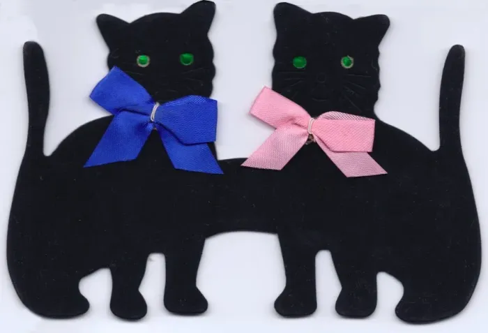 Framed Print : Two black cats made of felt Framed Print : Two black cats made of felt