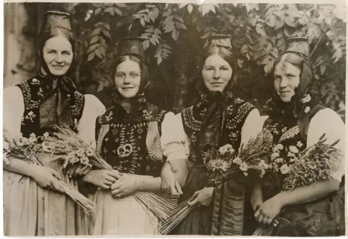Framed Print : Four Black Forest Belles chosen to represent the four leading German villages Framed Print : Four Black Forest Belles chosen to represent the four leading German villages