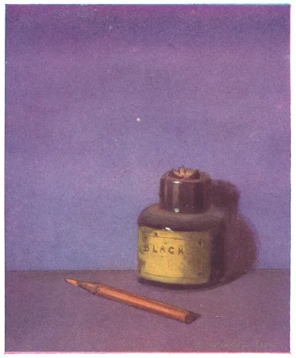 Framed Print : Black Ink. A minimalistic still life painting of a yellow colouring pencil Framed Print : Black Ink. A minimalistic still life painting of a yellow colouring pencil
