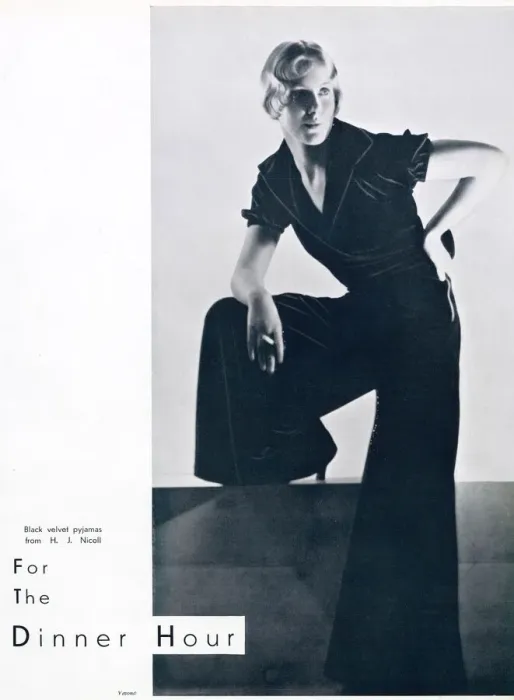 Framed Print : Black velvet pyjamas from H. J. Nicholl by Madame Yevonde Framed Print : Black velvet pyjamas from H. J. Nicholl by Madame Yevonde