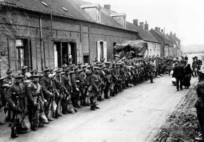 Framed Print : Black Watch troops on parade, Western Front, WW1 Framed Print : Black Watch troops on parade, Western Front, WW1