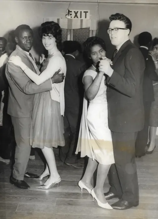Framed Print : Black and white couples mixed on the dance floor in Nottingh Framed Print : Black and white couples mixed on the dance floor in Nottingh