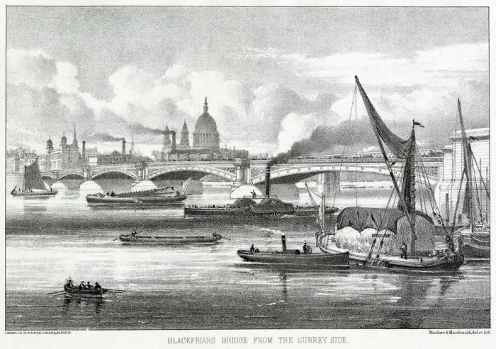 Framed Print : Blackfriars Bridge from the Surrey side with St Pauls Cathedral behind Framed Print : Blackfriars Bridge from the Surrey side with St Pauls Cathedral behind