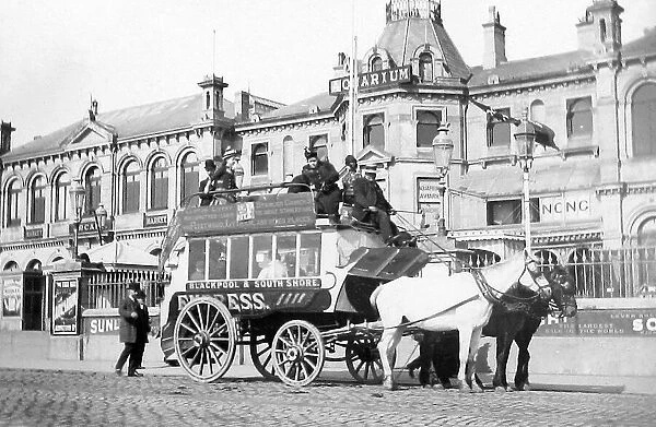 Blackpool Aquarium in 1890 Empress Horse Bus Service