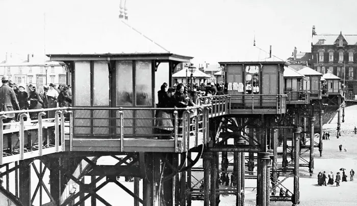 Framed Print : A Blackpool pier, Victorian period Framed Print : A Blackpool pier, Victorian period