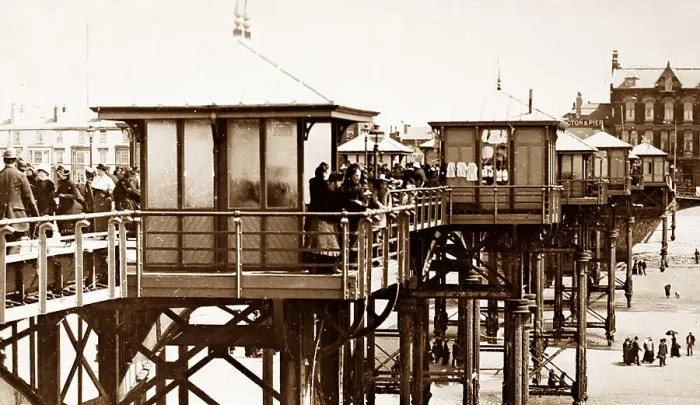 Framed Print : A Blackpool pier, Victorian period Framed Print : A Blackpool pier, Victorian period
