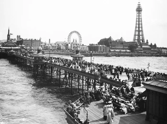 Framed Print : Blackpool from the pier Victorian period Framed Print : Blackpool from the pier Victorian period