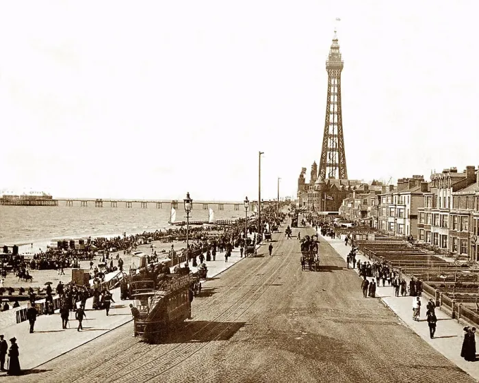 Framed Print : Blackpool Promenade, Victorian period Framed Print : Blackpool Promenade, Victorian period