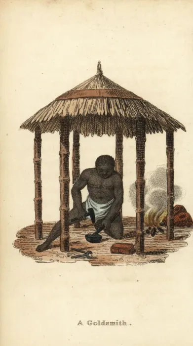 Framed Print : Blacksmith or goldsmith at work, Senegambia, 18th century Framed Print : Blacksmith or goldsmith at work, Senegambia, 18th century