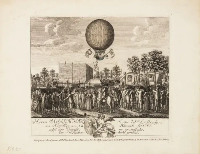Framed Print : Blanchard balloon ascent over Nuremberg, Germany Framed Print : Blanchard balloon ascent over Nuremberg, Germany