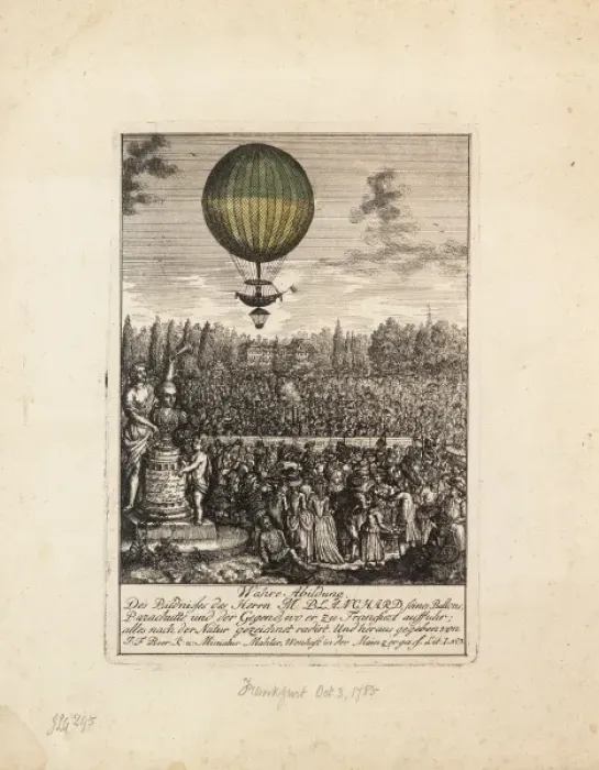Framed Print : Blanchard balloon flight to Frankfurt, Germany Framed Print : Blanchard balloon flight to Frankfurt, Germany