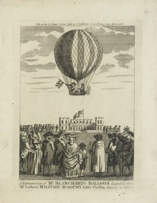 Framed Print : Blanchards balloon ascent, Little Chelsea Framed Print : Blanchards balloon ascent, Little Chelsea