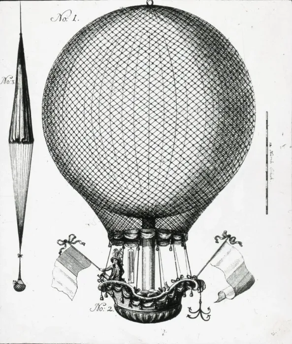Framed Print : Blanchardss experimental parachute used at Nurnberg, 1787