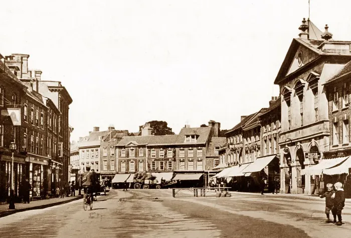 Framed Print : Blandford Forum Market Place early 1900s