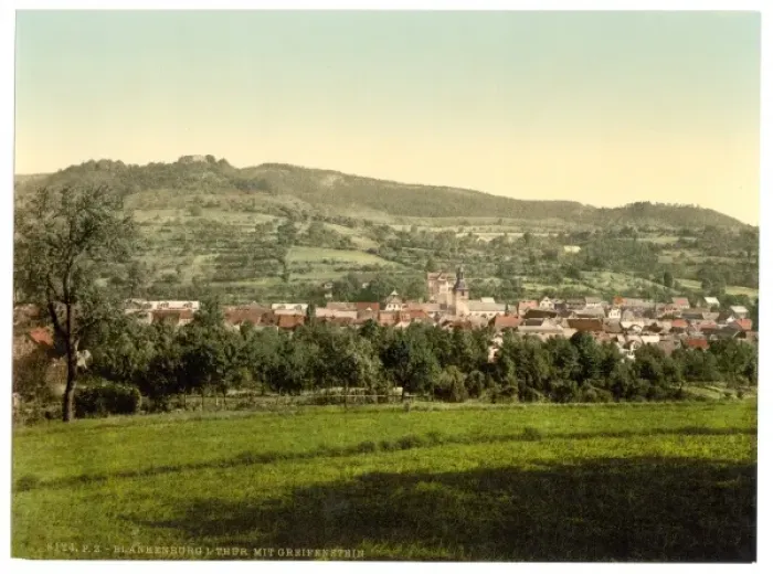 Framed Print : Blankenburg, I. with Greifenstein, Thuringia, Germany Framed Print : Blankenburg, I. with Greifenstein, Thuringia, Germany