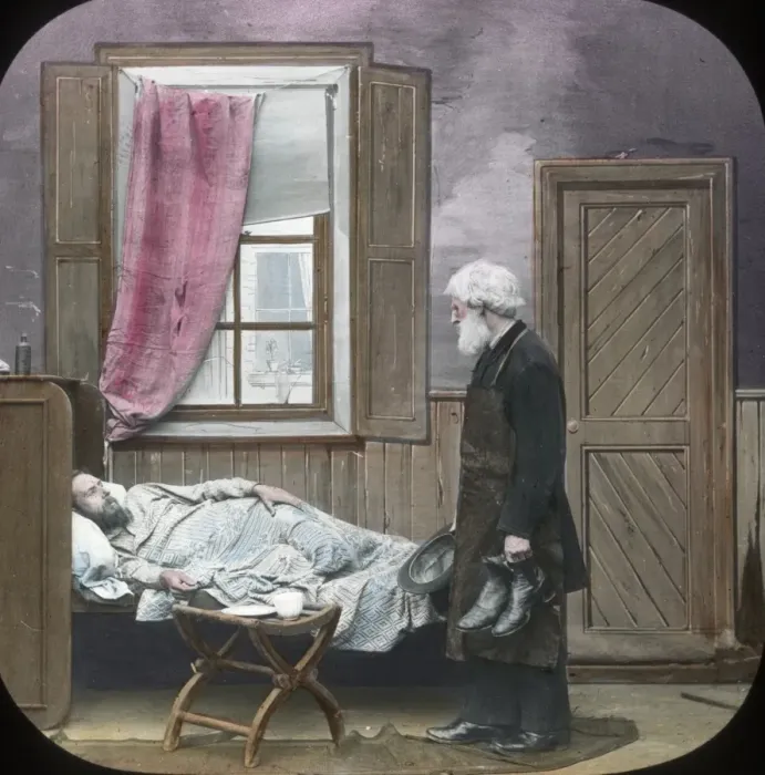 Framed Print : Bless You - David at sick bed. Part of Box 79 Boswell Collection Framed Print : Bless You - David at sick bed. Part of Box 79 Boswell Collection