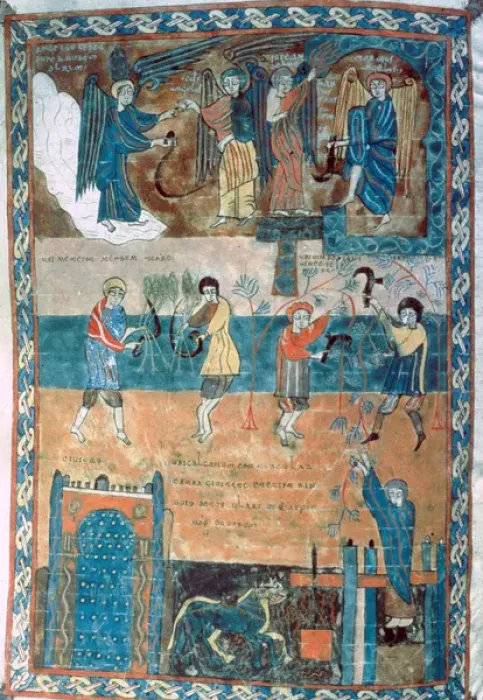 Framed Print : Blessed of Valcavado. Illuminated codex. Detail Framed Print : Blessed of Valcavado. Illuminated codex. Detail