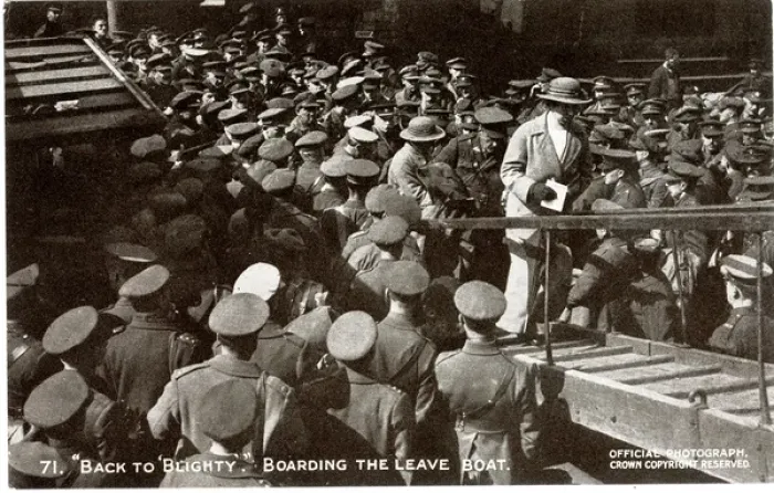 Framed Print : Back to Blighty, boarding the leave boat, WW1 Framed Print : Back to Blighty, boarding the leave boat, WW1