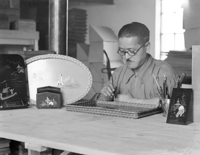 Framed Print : Blind Craftsman 1930S Framed Print : Blind Craftsman 1930S