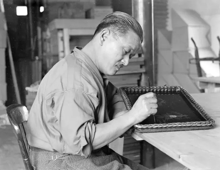 Framed Print : Blind Craftsman 1930S Framed Print : Blind Craftsman 1930S