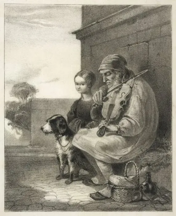 Framed Print : Blind Fiddler and Dog Framed Print : Blind Fiddler and Dog