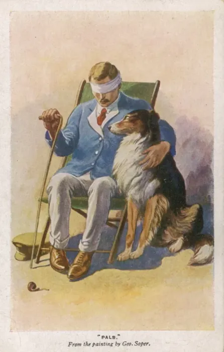 Framed Print : Blinded Soldier and Dog Framed Print : Blinded Soldier and Dog