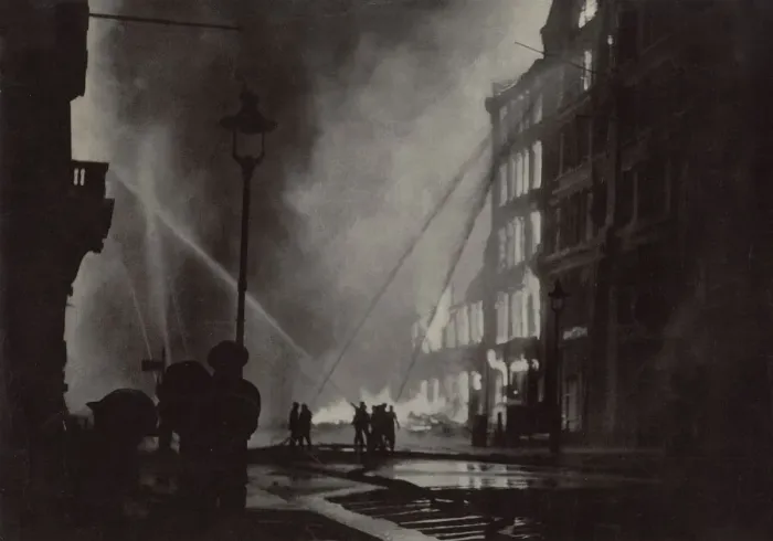 Framed Print : Blitz in London -- AFS firefighters in action, WW2 Framed Print : Blitz in London -- AFS firefighters in action, WW2