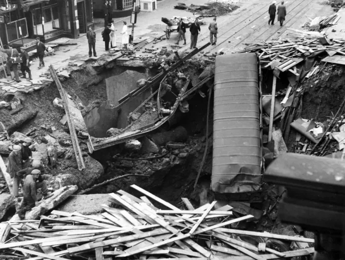 Framed Print : Blitz in London -- Balham High Road, WW2