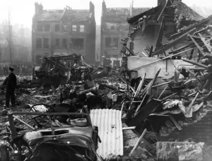 Framed Print : Blitz in London -- Mansfield Road sub-station, WW2 Framed Print : Blitz in London -- Mansfield Road sub-station, WW2