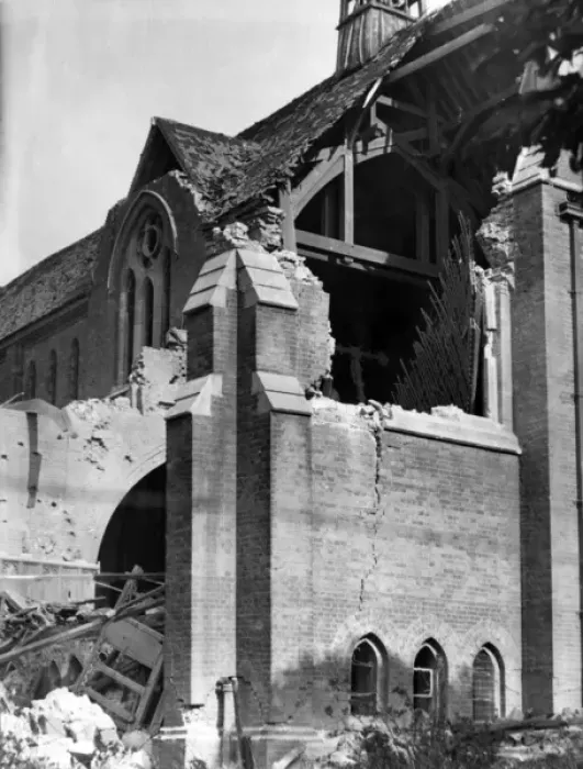 Framed Print : Blitz in London -- St Cyprians Church, Brockley, WW2 Framed Print : Blitz in London -- St Cyprians Church, Brockley, WW2