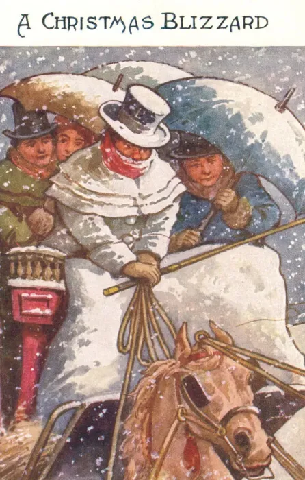 Framed Print : Blizzard. A group driving through the teeth of a blizzard on a stage coach Framed Print : Blizzard. A group driving through the teeth of a blizzard on a stage coach