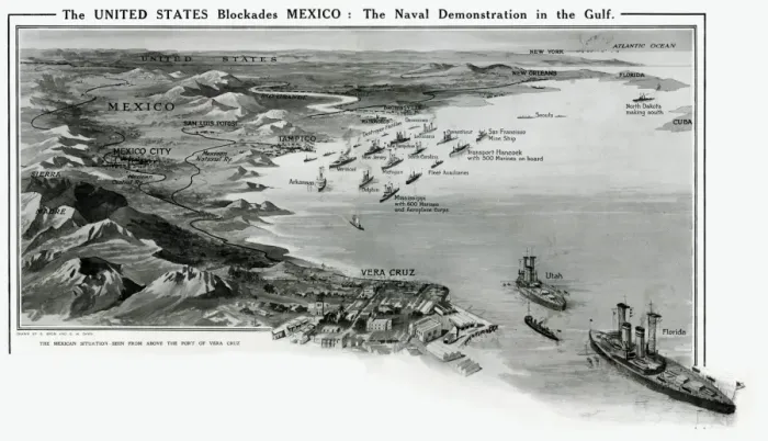 Framed Print : US blockade of Mexico Framed Print : US blockade of Mexico