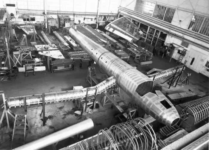 Framed Print : Blohm und Voss Ha139 under construction circa 1939 Framed Print : Blohm und Voss Ha139 under construction circa 1939