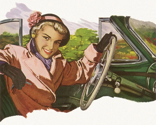 Blonde in Drivers Seat Date: 1950