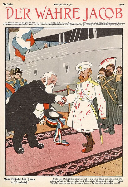 The Bloodstained Tsar is welcome in France. Date: 1909