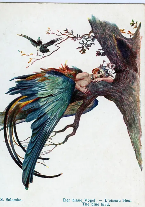 Framed Print : The Blue Bird - Girl with wings resting on a tree trunk Framed Print : The Blue Bird - Girl with wings resting on a tree trunk